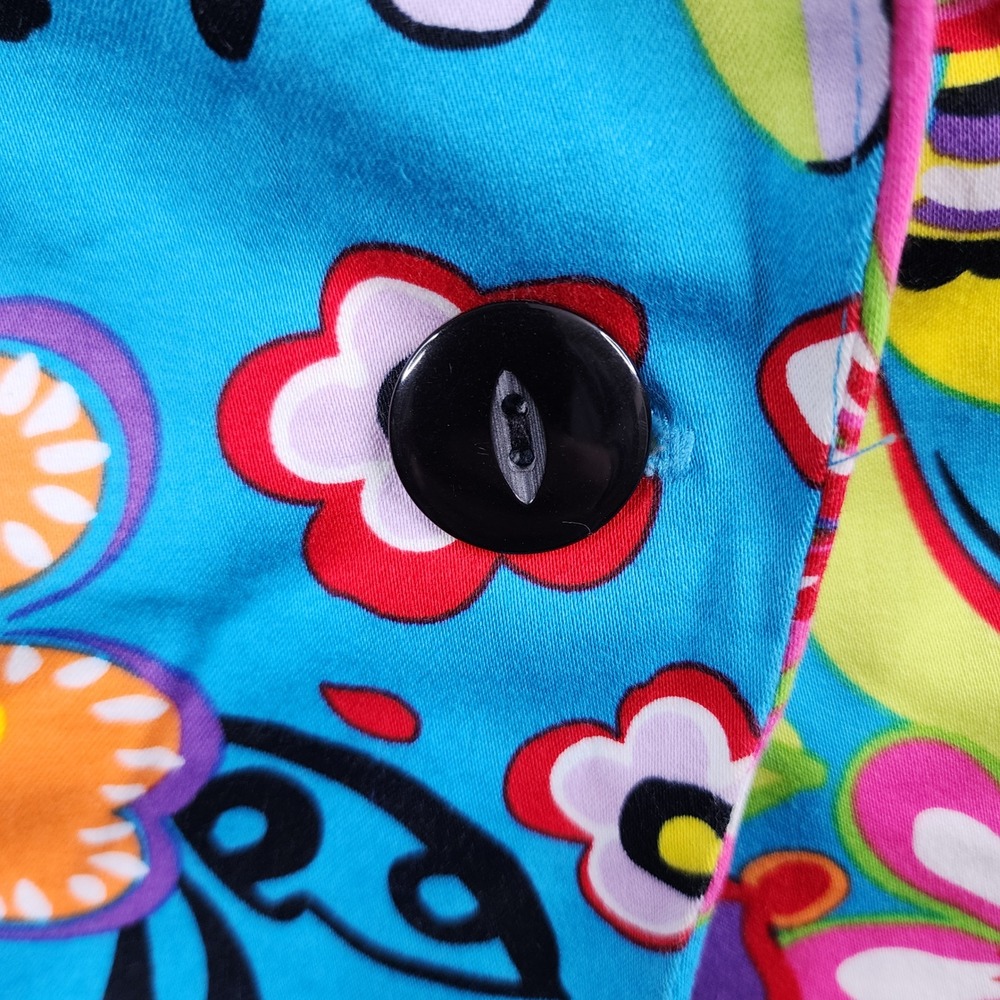 Bamboo Traders Womens Bright Floral Blazer Jacket Colorful Button Front Medium - Picture 7 of 14